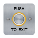 Exit Device: Push Button – 25mm, s/steel, yellow bezel
